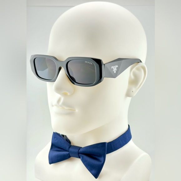 New! Prada Symbole Sunglasses SPR17WS Acetate Black Frame Gray Lenses UNISEX! - Picture 1 of 15